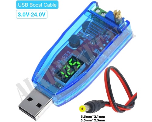 Модуль - Перетворювач: USB 5V TO DC 3...24V GREEN